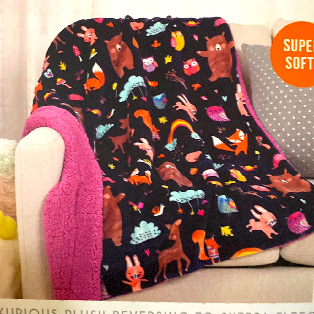 Life Comfort Kid’s Ultimate Sherpa Fleece Blanket animal print